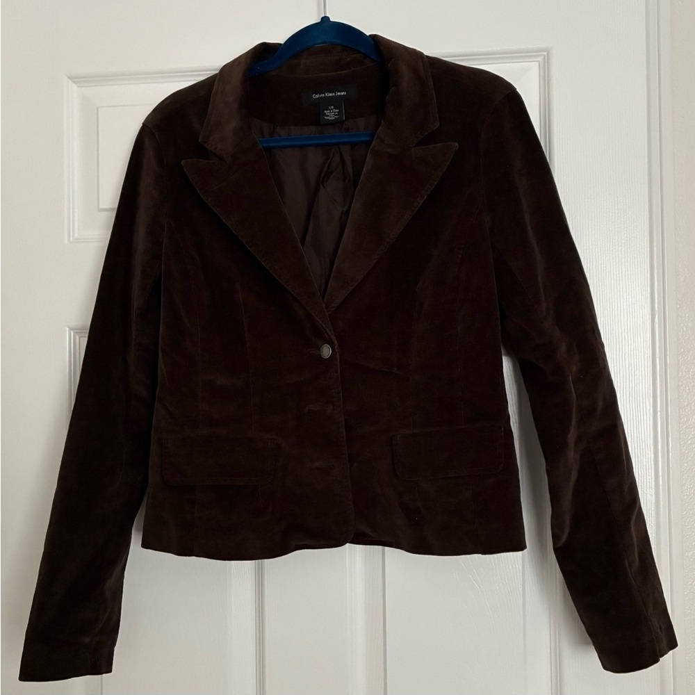 Calvin Klein Jeans Dark Brown Velvet Blazer